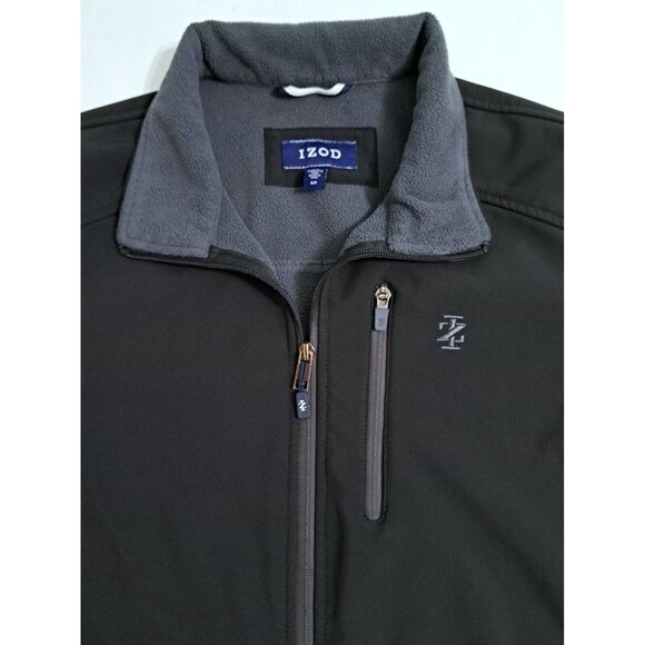 IZOD Men's Small Performance Soft Shell Full Zip Golf Jacket Coat Black - Picture 2 of 12